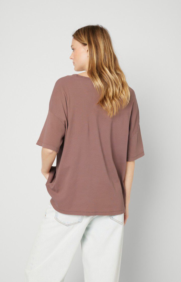 American Vintage T-shirt Femme Zelym - DATTE VINTAGE 17 Manches Courtes Marron - E23