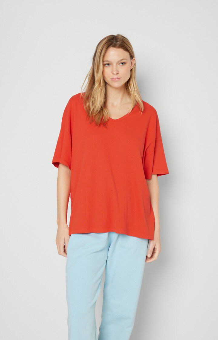 american vintage T-shirt femme Zelym - TOMATE VINTAGE 17 Manches courtes Rouge - E23