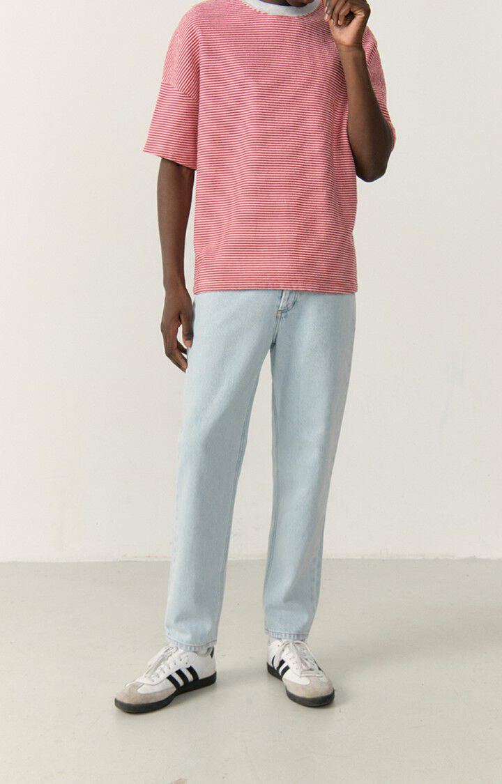 American Vintage T-shirt Homme Bobypark - RAYURES ROUGES ET GRISES 17 Manches Courtes Rouge - E23