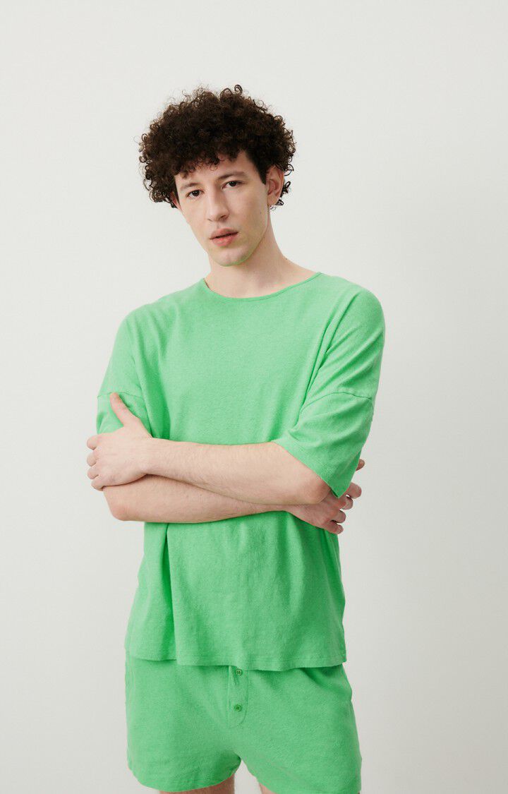 american vintage T-shirt homme Byptow - MENTHOL FLUO 16 Manches courtes Vert - E24