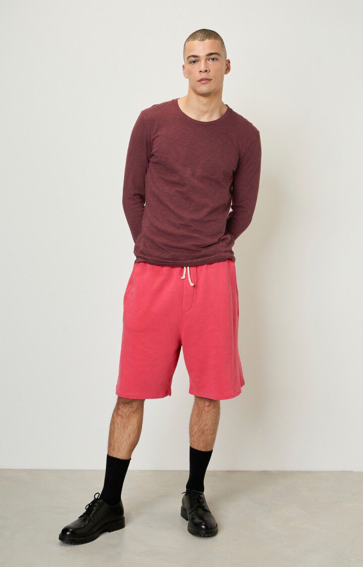 American Vintage T-shirt Homme Bysapick - ACAJOU 67 Manches Longues Rouge - H22