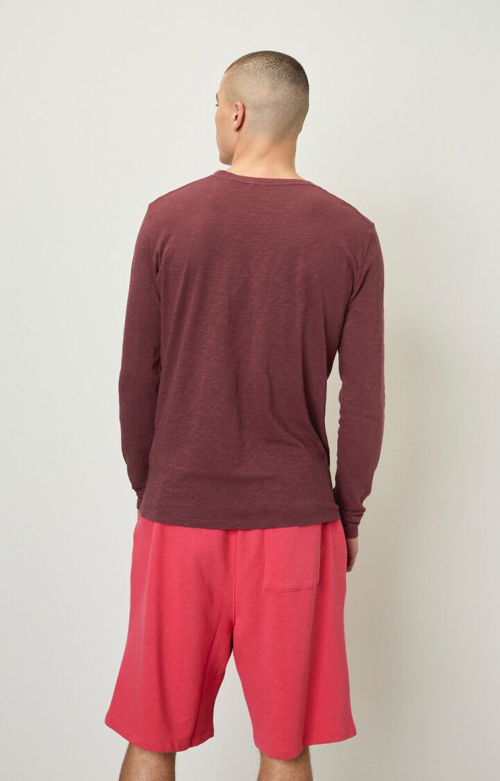 American Vintage T-shirt Homme Bysapick - ACAJOU 67 Manches Longues Rouge - H22B