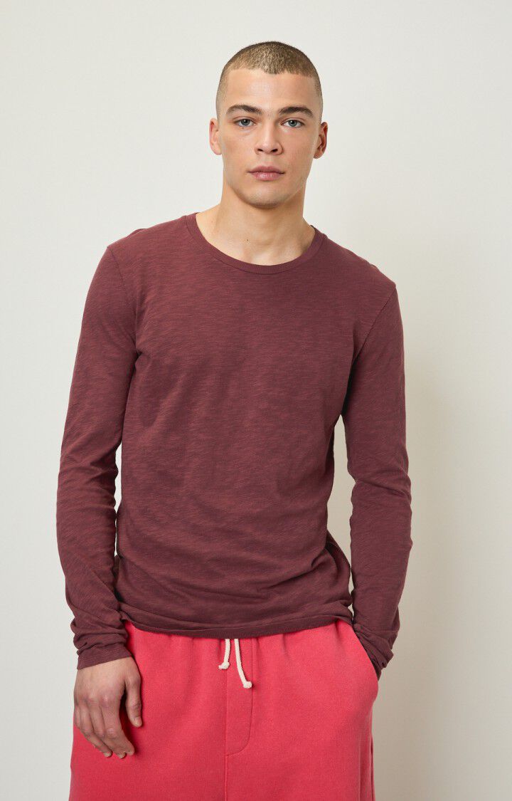 american vintage T-shirt homme Bysapick - ACAJOU 67 Manches longues Rouge - H22