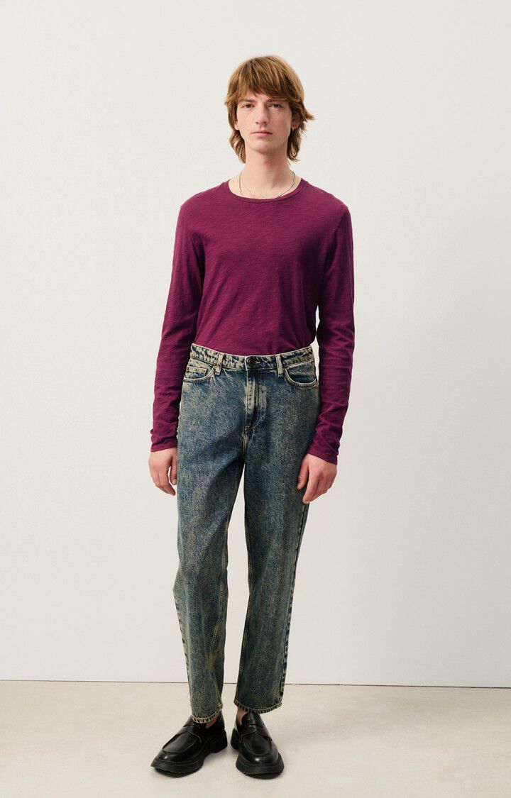 American Vintage T-shirt Homme Bysapick - BORDEAUX 68 Manches Longues Rouge - H24