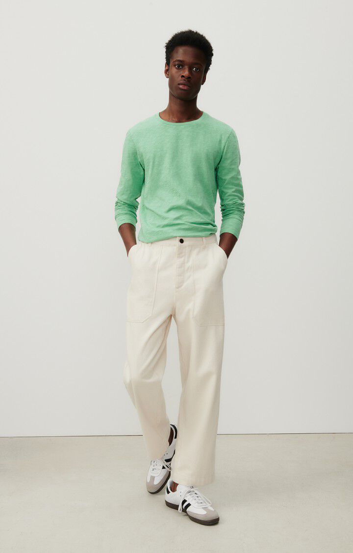 American Vintage T-shirt Homme Bysapick - CONCOMBRE 68 Manches Longues Vert - E24