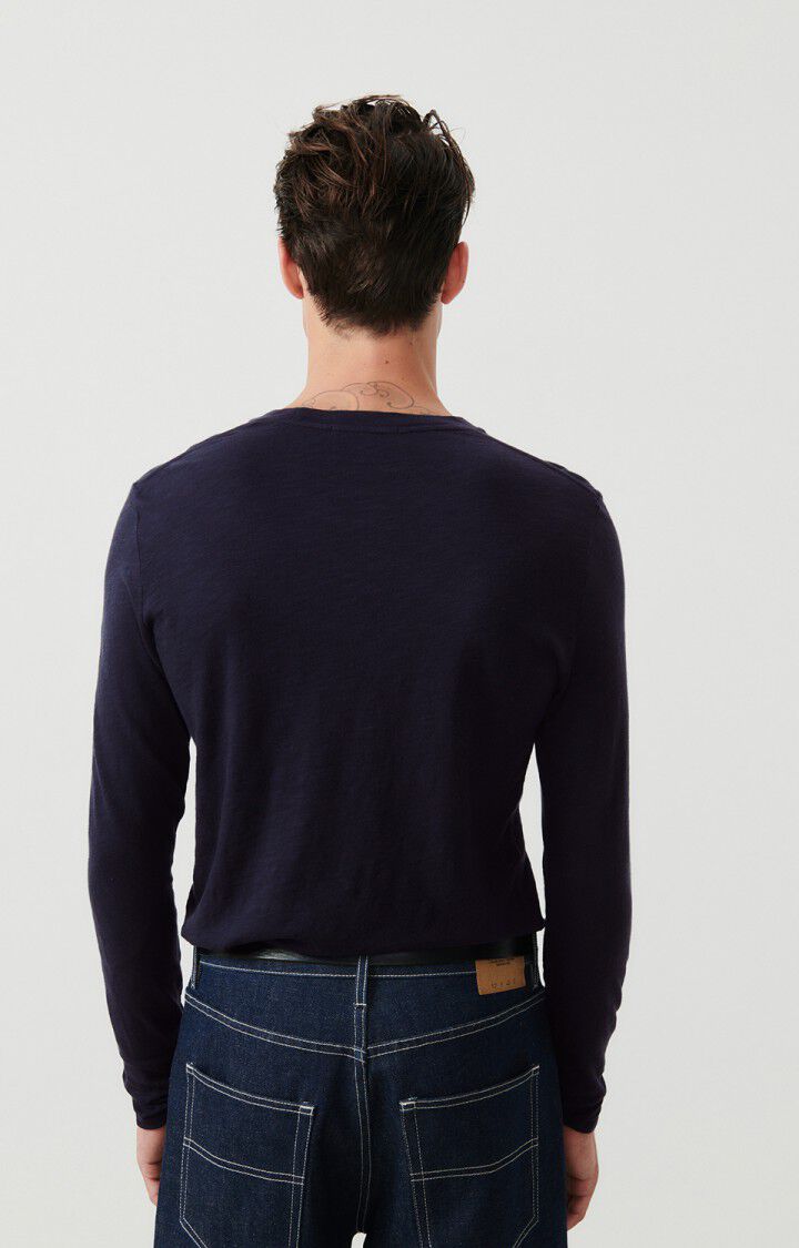 American Vintage T-shirt Homme Bysapick - NAVY 68 Manches Longues Bleu - E25