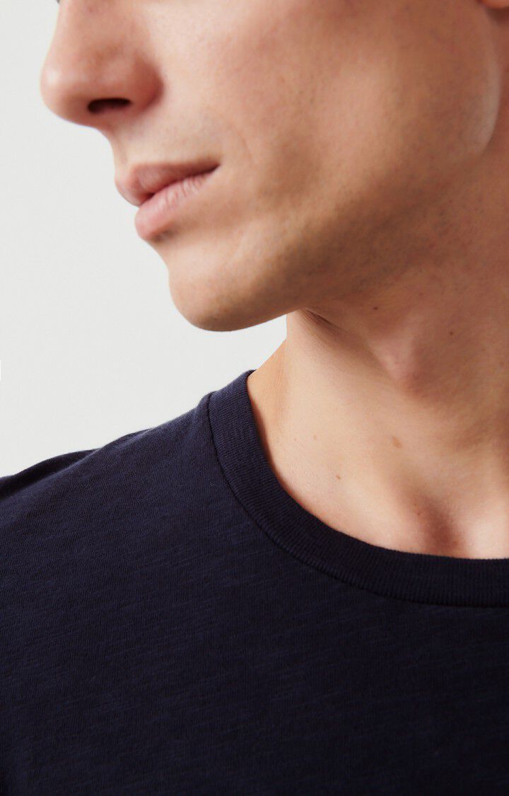 American Vintage T-shirt Homme Bysapick - NAVY 68 Manches Longues Bleu - E25