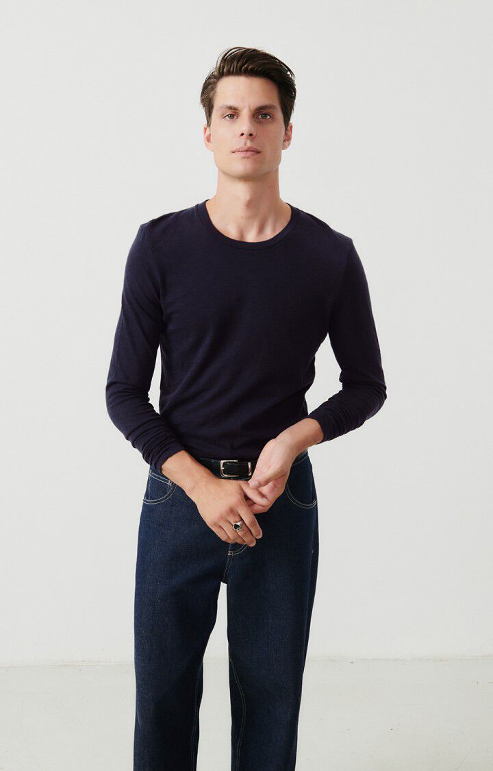 american vintage T-shirt homme Bysapick - NAVY 68 Manches longues Bleu - E25