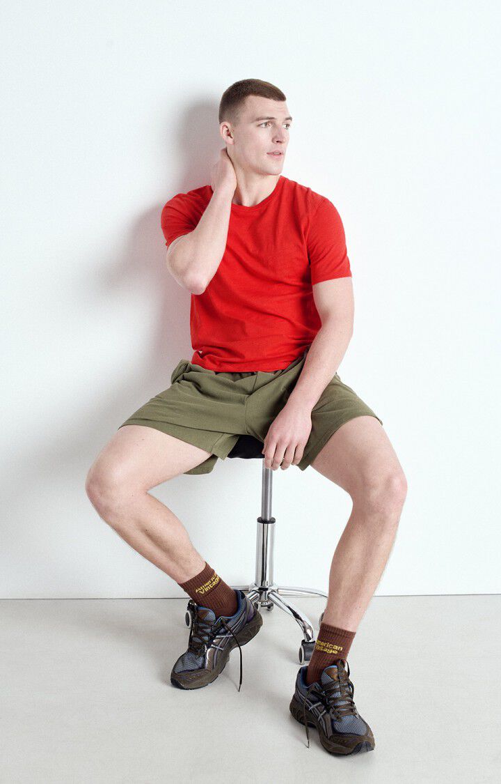 American Vintage T-shirt Homme Bysapick - VOLCAN 21 Manches Courtes Rouge - E25