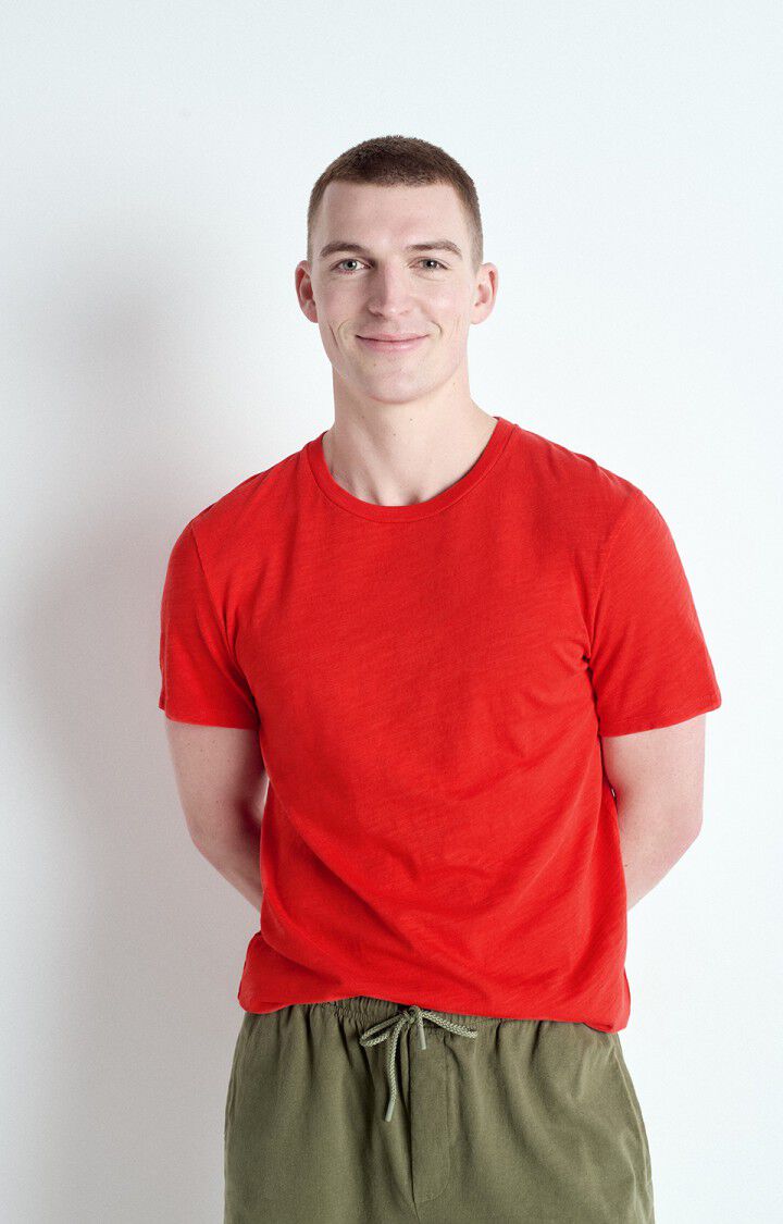 american vintage T-shirt homme Bysapick - VOLCAN 21 Manches courtes Rouge - E25