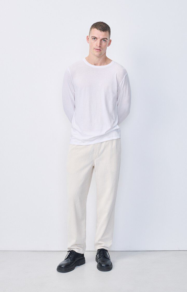 American Vintage T-shirt Homme Decatur - BLANC 68 Manches Longues Blanc - E25