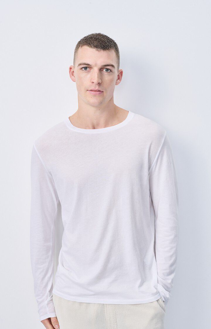 american vintage T-shirt homme Decatur - BLANC 68 Manches longues Blanc - E25