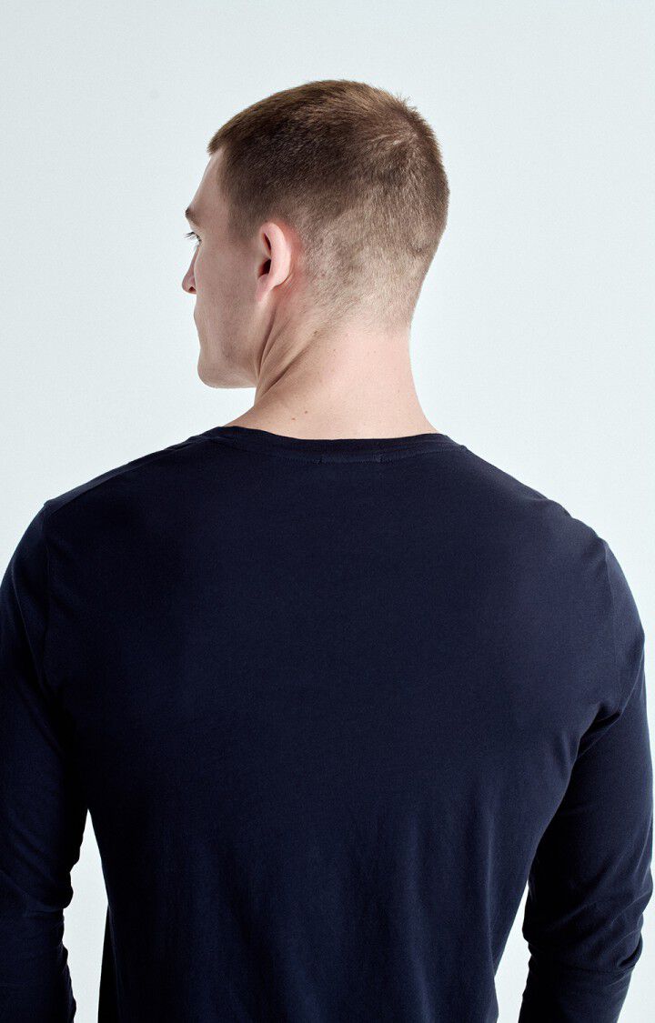 American Vintage T-shirt Homme Decatur - CAVIAR 68 Manches Longues Bleu - E25