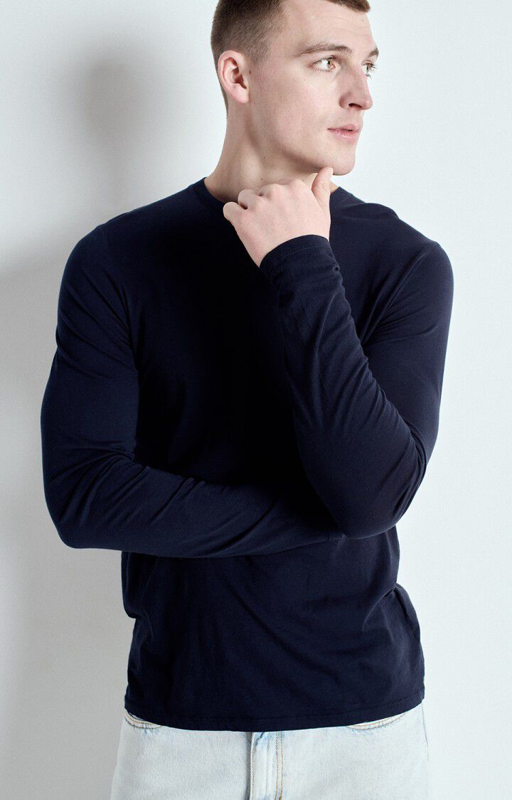 american vintage T-shirt homme Decatur - CAVIAR 68 Manches longues Bleu - E25