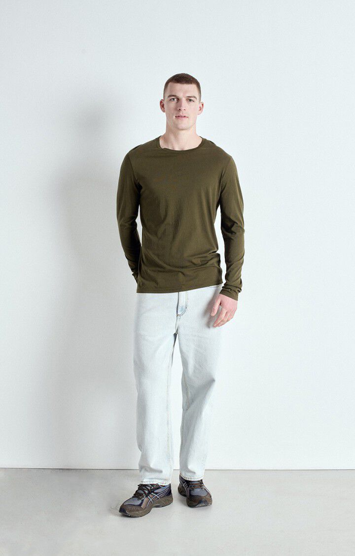 American Vintage T-shirt Homme Decatur - KAKI 68 Manches Longues Vert - E25