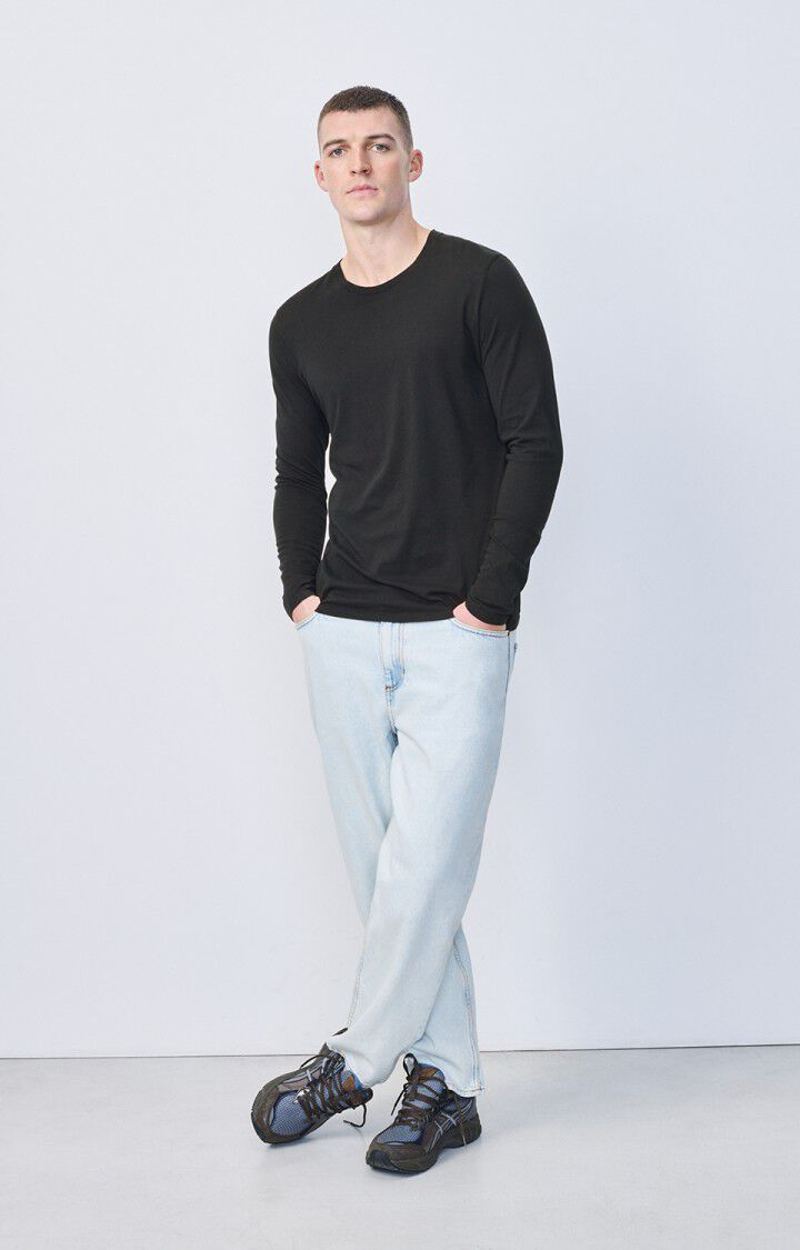 American Vintage T-shirt Homme Decatur - NOIR 68 Manches Longues Noir - E25