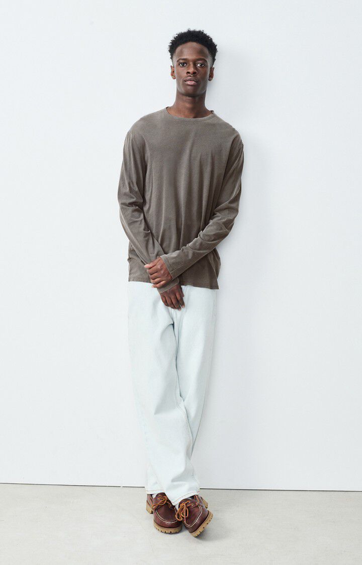 American Vintage T-shirt Homme Devon - ARDOISE VINTAGE 66 Manches Longues Gris - E25