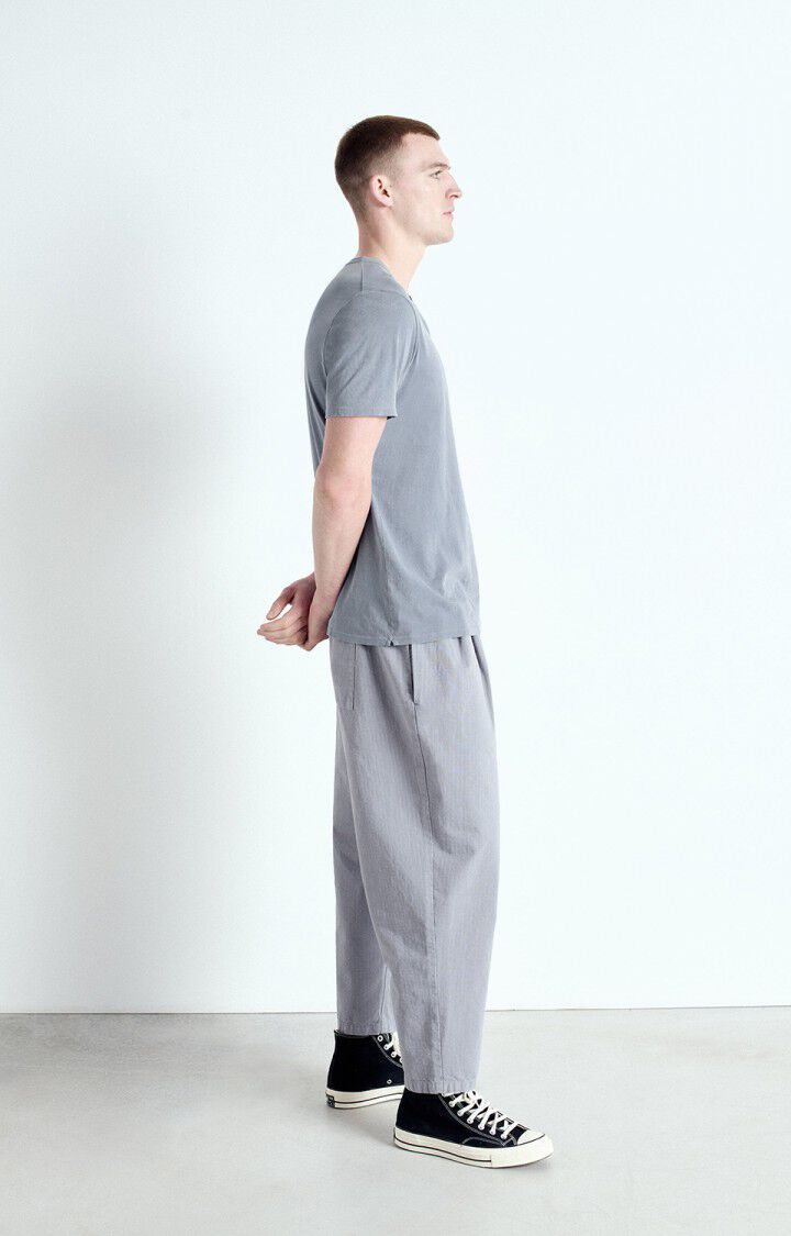 American Vintage T-shirt Homme Devon - BLEU GRIS VINTAGE 23 Manches Courtes Bleu - E25