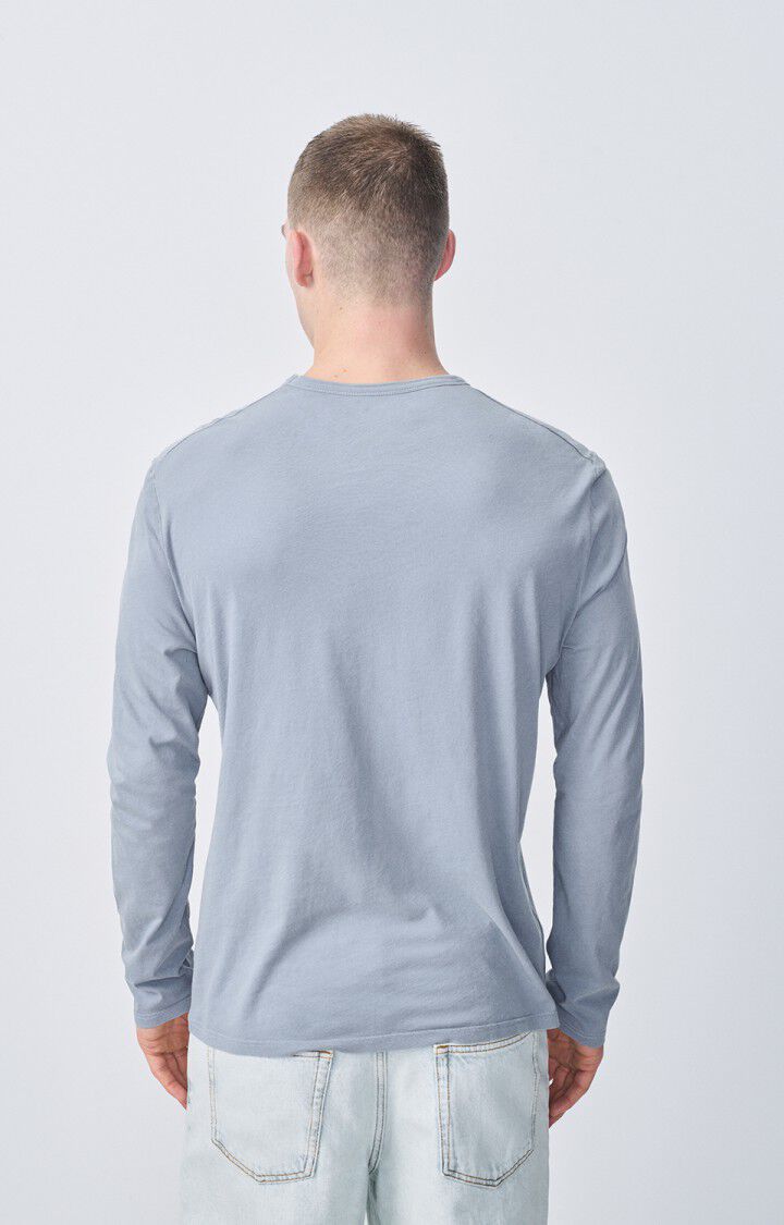 American Vintage T-shirt Homme Devon - BLEU GRIS VINTAGE 66 Manches Longues Bleu - E25