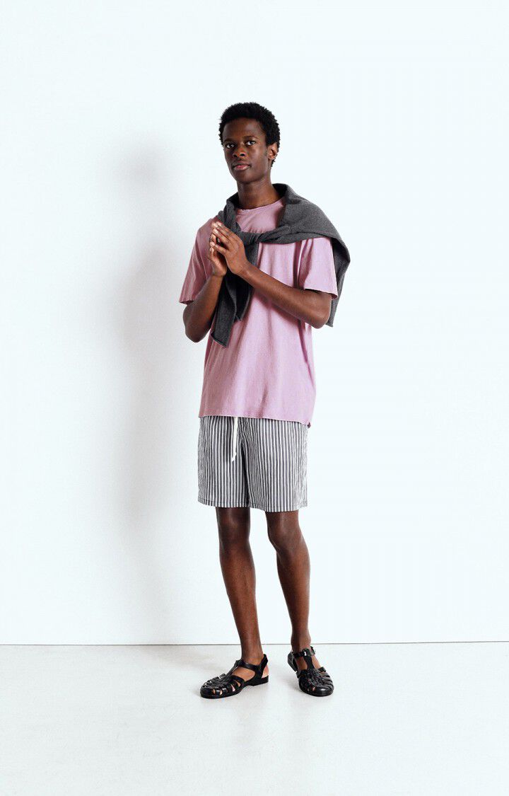 American Vintage T-shirt Homme Devon - CHAMALLOW VINTAGE 23 Manches Courtes Rose - E25