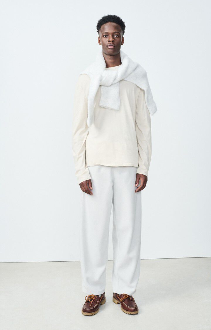 American Vintage T-shirt Homme Devon - ECRU VINTAGE 66 Manches Longues Beige - E25