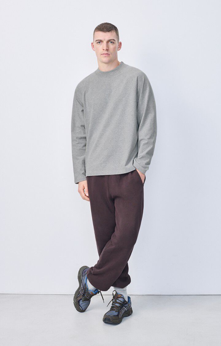 American Vintage T-shirt Homme Fazy - GRIS CHINE 78 Manches Longues Gris - E25