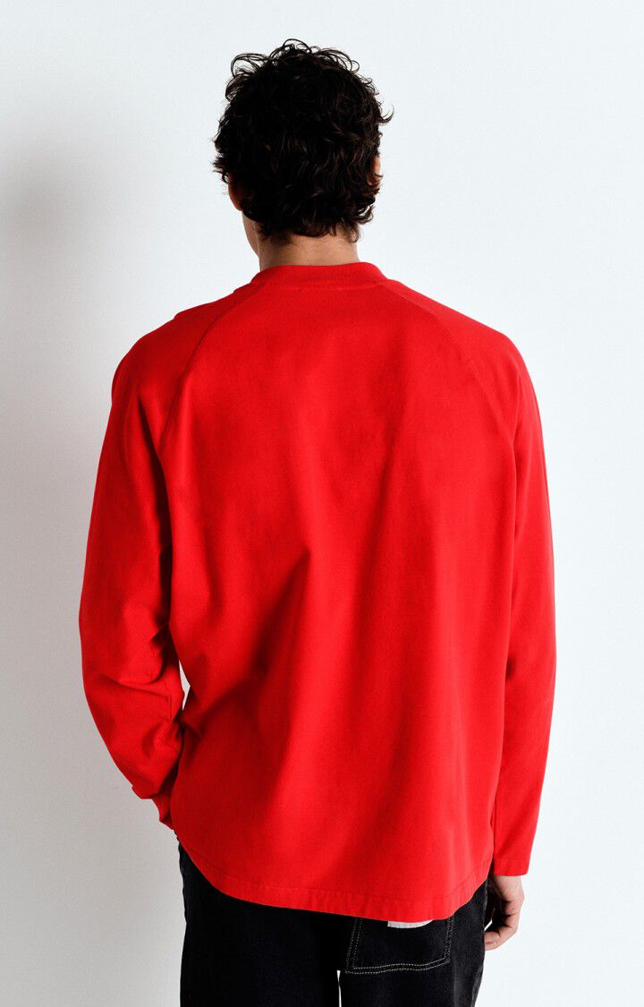 American Vintage T-shirt Homme Fazy - VOLCAN VINTAGE 78 Manches Longues Rouge - E25