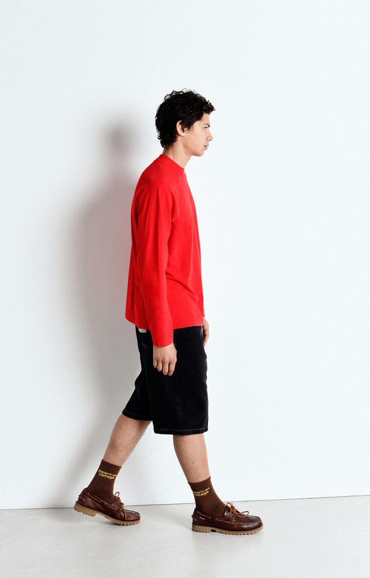 American Vintage T-shirt Homme Fazy - VOLCAN VINTAGE 78 Manches Longues Rouge - E25