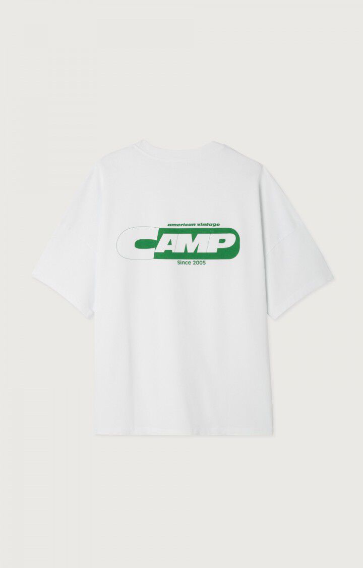 American Vintage T-shirt Homme Fizvalley - BLANC ET VERT Blanc - E23B
