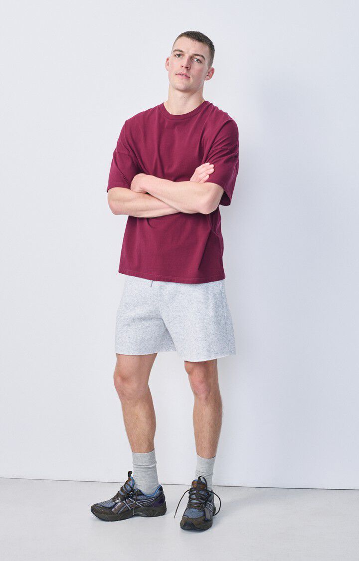 American Vintage T-shirt Homme Fizvalley - BORDEAUX VINTAGE 16 Manches Courtes Rouge - E25