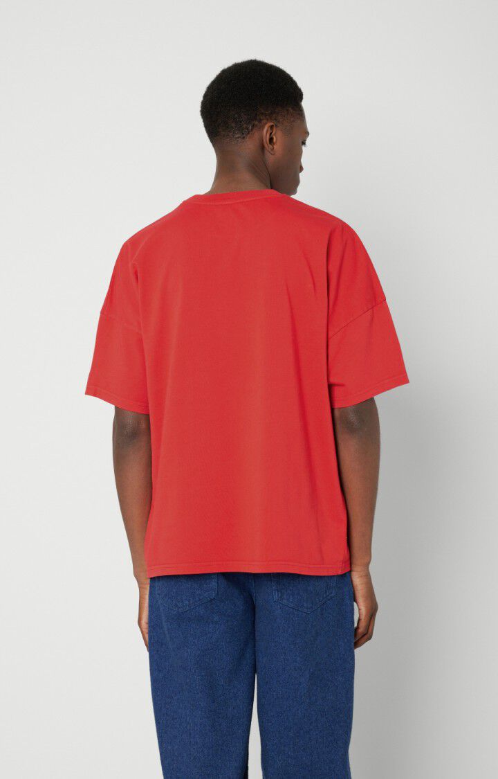 American Vintage T-shirt Homme Fizvalley - COQUELICOT VINTAGE Manches Courtes Rouge - E22