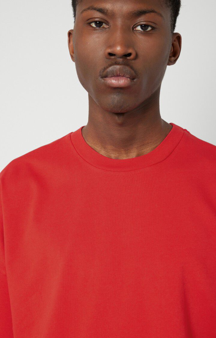 American Vintage T-shirt Homme Fizvalley - COQUELICOT VINTAGE Manches Courtes Rouge - E22