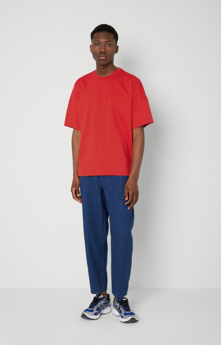 American Vintage T-shirt Homme Fizvalley - COQUELICOT VINTAGE Manches Courtes Rouge - E22