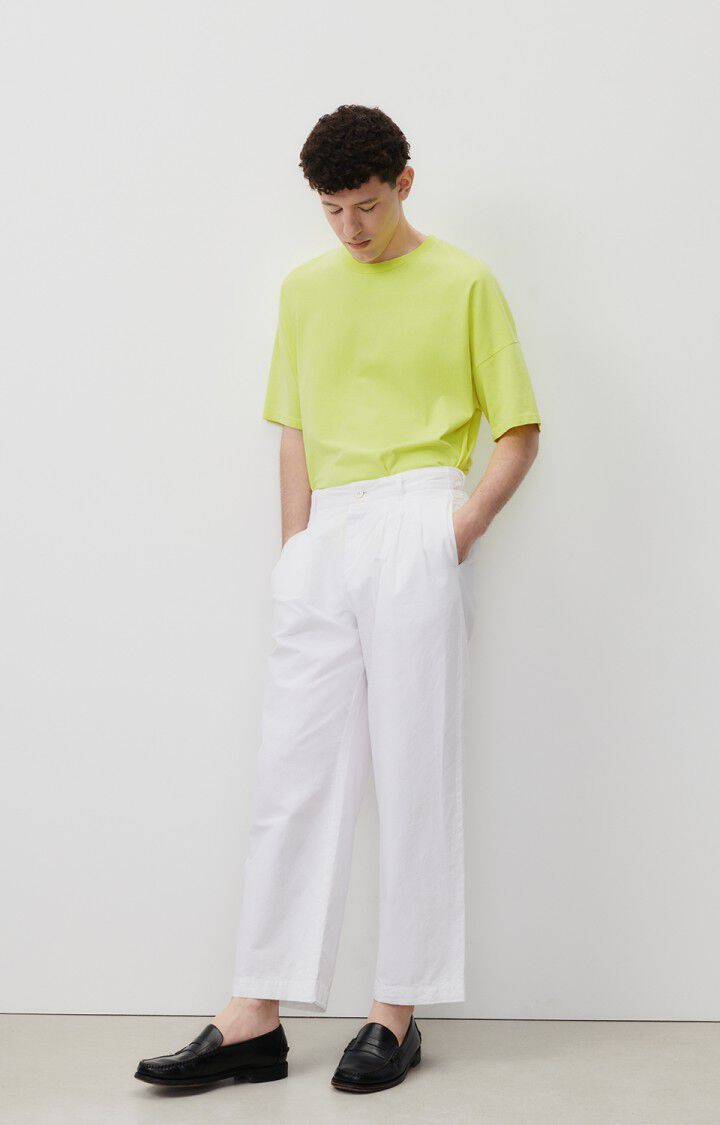 American Vintage T-shirt Homme Fizvalley - JAUNE FLUO 16 Manches Courtes Jaune - E24