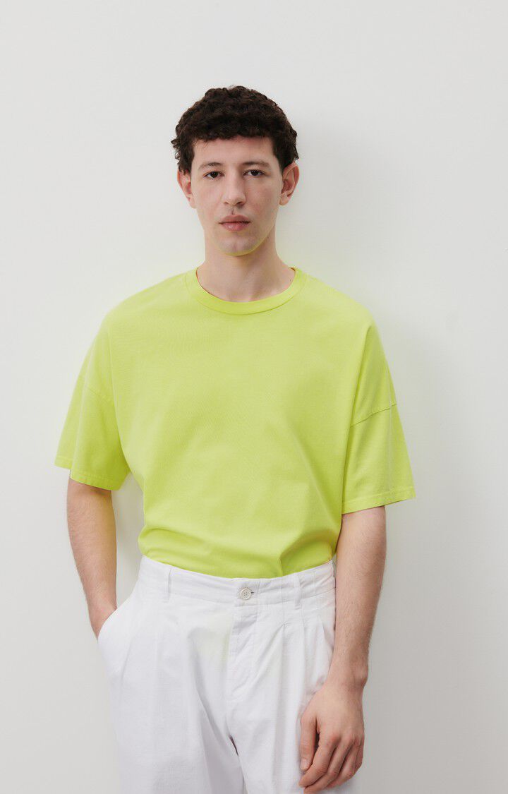 american vintage T-shirt homme Fizvalley - JAUNE FLUO 16 Manches courtes Jaune - E24