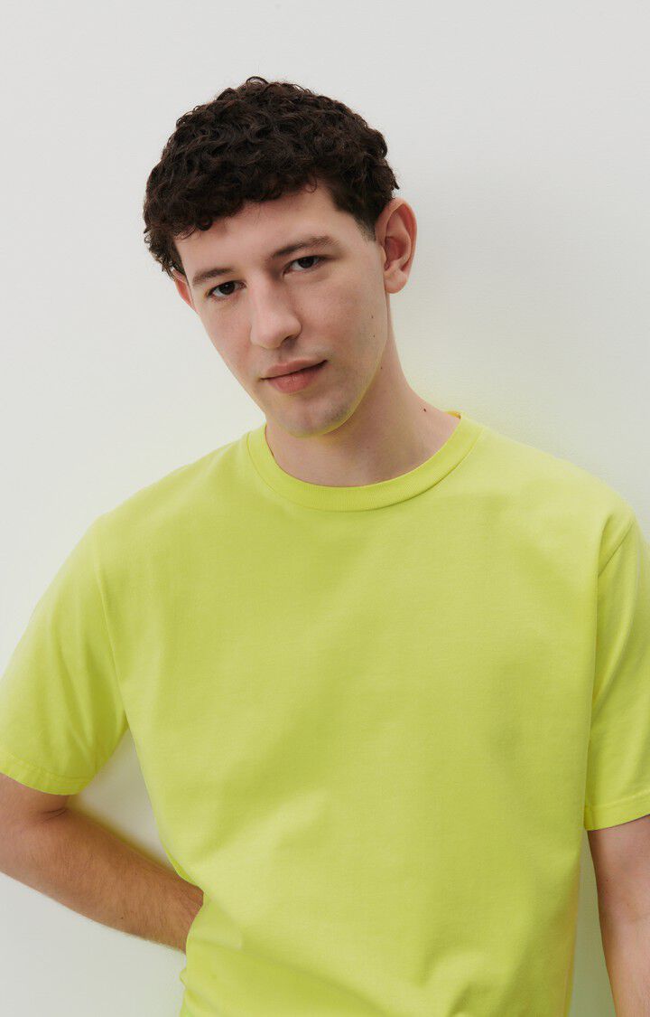 American Vintage T-shirt Homme Fizvalley - JAUNE FLUO 22 Manches Courtes Jaune - E24