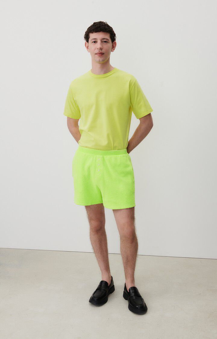 American Vintage T-shirt Homme Fizvalley - JAUNE FLUO 22 Manches Courtes Jaune - E24