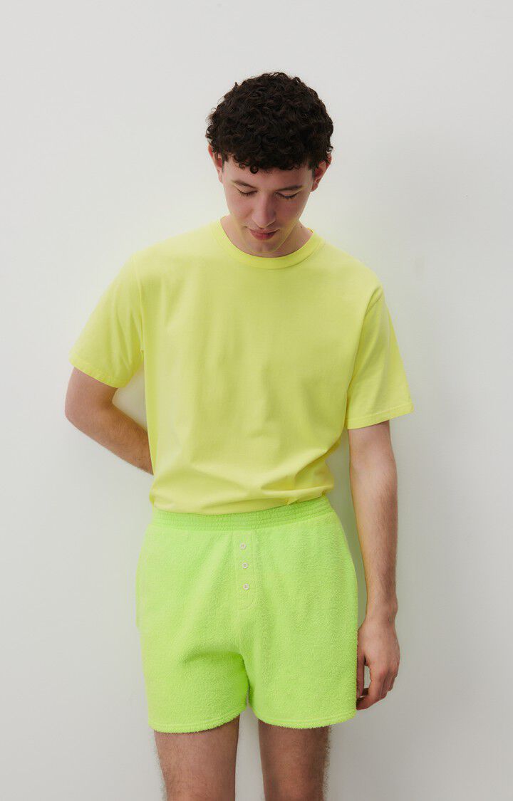 American Vintage T-shirt Homme Fizvalley - JAUNE FLUO 22 Manches Courtes Jaune - E24