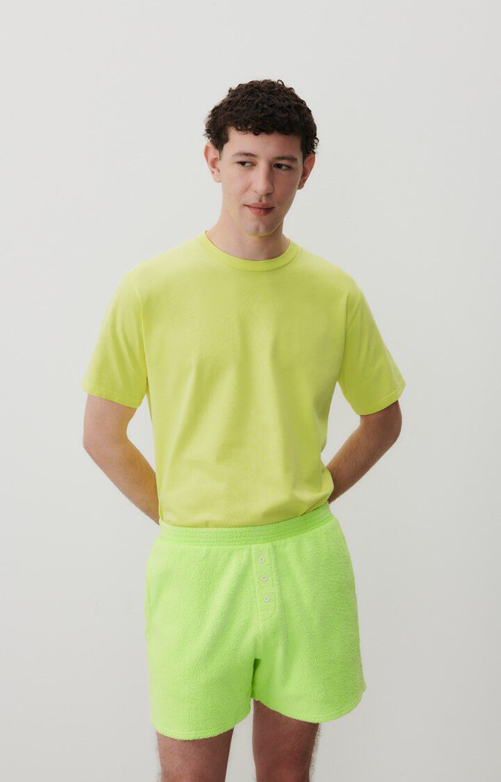 american vintage T-shirt homme Fizvalley - JAUNE FLUO 22 Manches courtes Jaune - E24