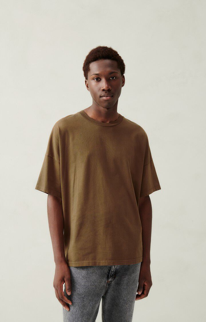 american vintage T-shirt homme Fizvalley - MARRON GLACE VINTAGE 16 Manches courtes Marron - H23