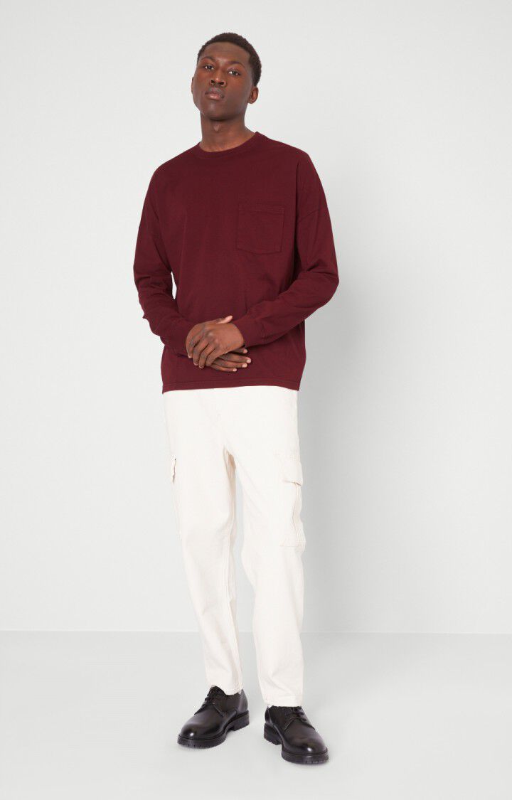 American Vintage T-shirt Homme Fizvalley - MUSCAT VINTAGE Manches Longues Rouge - H21