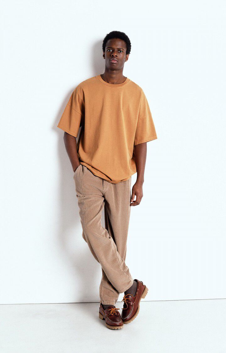 American Vintage T-shirt Homme Fizvalley - NOISETIER VINTAGE 16 Manches Courtes Marron - E25