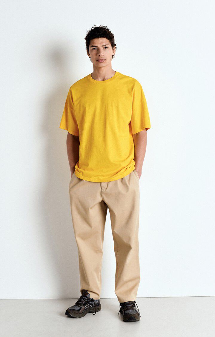 American Vintage T-shirt Homme Fizvalley - POLLEN VINTAGE 16 Manches Courtes Jaune - E25