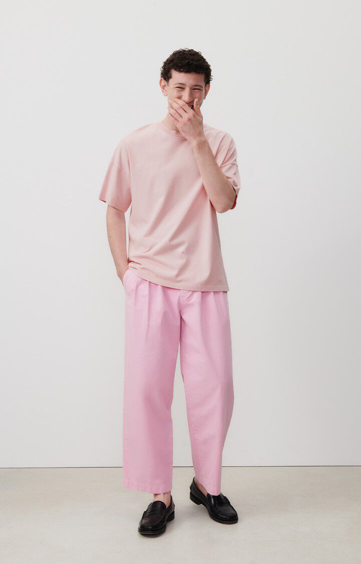 American Vintage T-shirt Homme Fizvalley - POUDRE VINTAGE 16 Manches Courtes Rose - E24