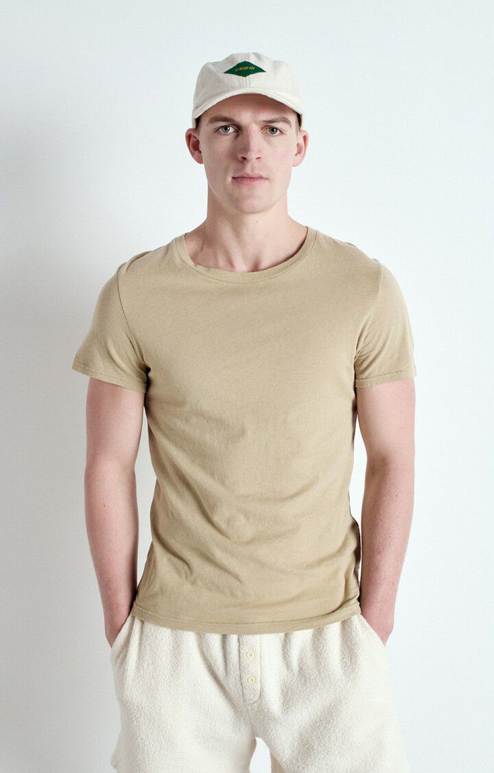 American Vintage T-shirt Homme Gamipy - AVOINE 21 Manches Courtes Beige - E25
