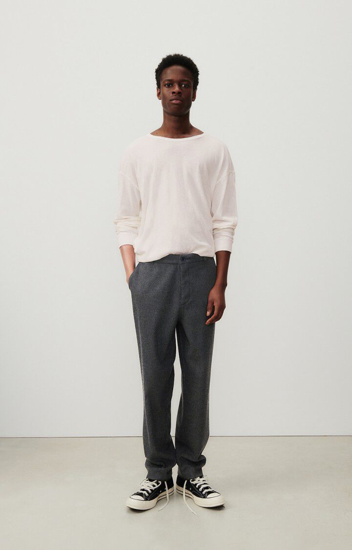 American Vintage T-shirt Homme Gamipy - BLANC 60 Manches Longues Blanc - E25