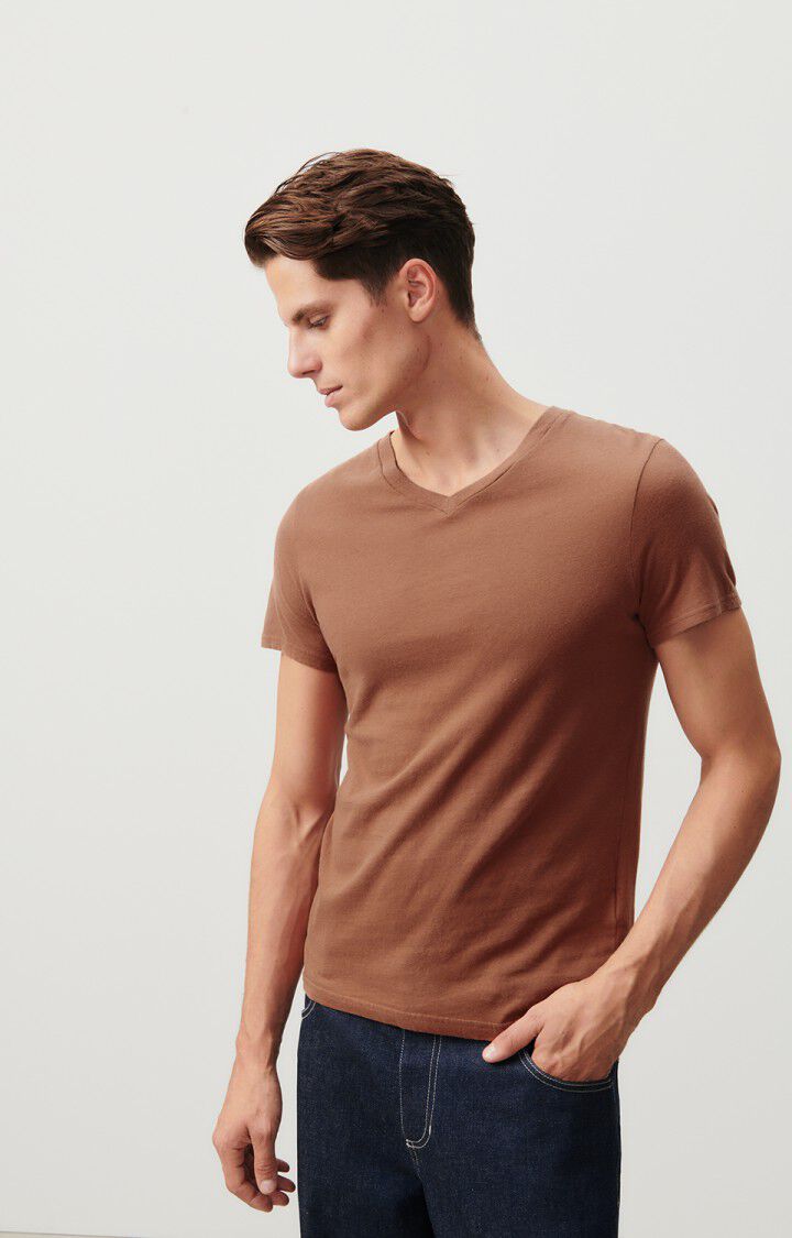 american vintage T-shirt homme Gamipy - ECORCE 21 Manches courtes Marron - H23