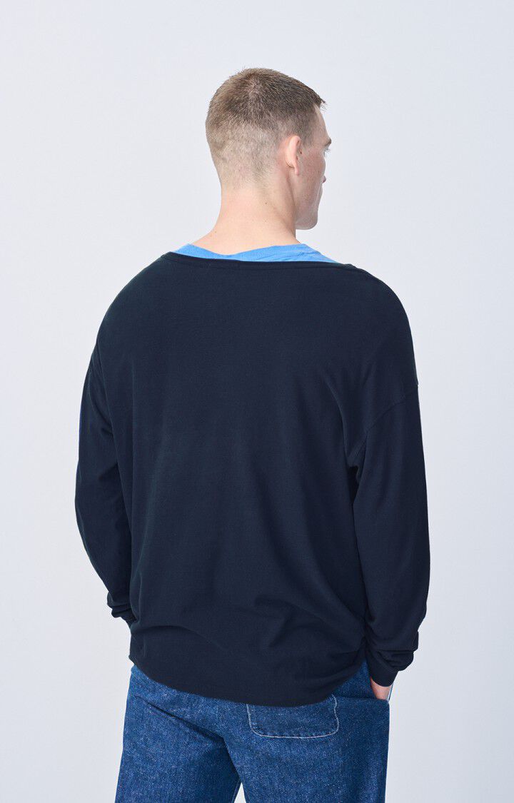 American Vintage T-shirt Homme Gamipy - MARINE 60 Manches Longues Bleu - E25