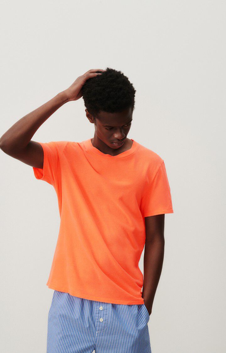 american vintage T-shirt homme Gamipy - NEFLE FLUO 21 Manches courtes Orange - E24