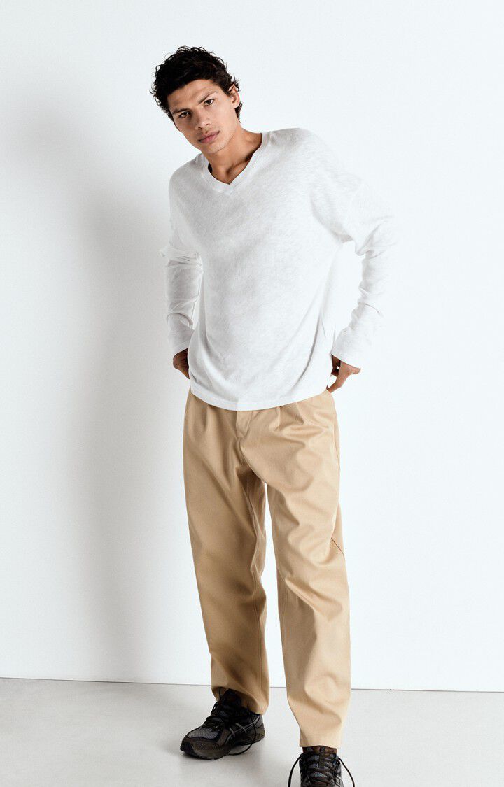 american vintage T-shirt homme Sonoma - BLANC 53 Manches longues Blanc - E25